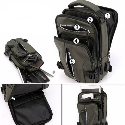 Waterproof Oxford Crossbody Bag, Anti-Theft Sling Bag, USB Charging & Multi-Pocket Design