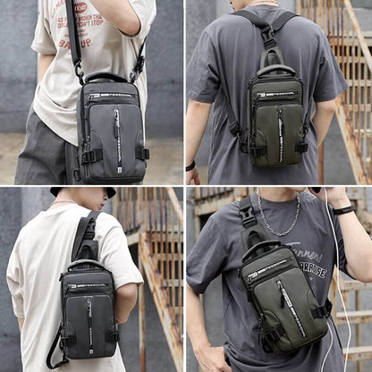 Waterproof Oxford Crossbody Bag, Anti-Theft Sling Bag, USB Charging & Multi-Pocket Design