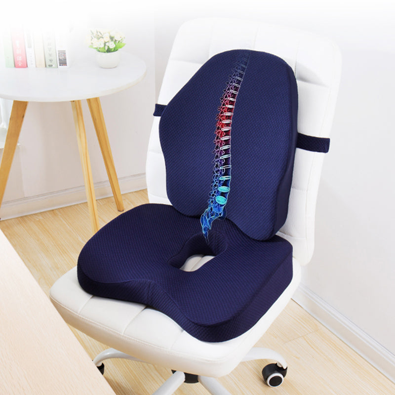 Ergonomic Memory Foam Seat & Back Cushion – Ultimate Comfort for Office Chairs