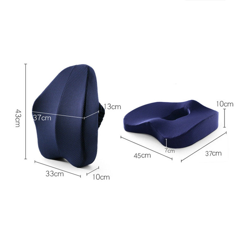 Ergonomic Memory Foam Seat & Back Cushion – Ultimate Comfort for Office Chairs