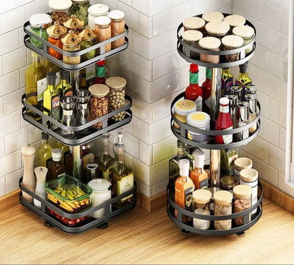 TwistRack 360° – Rotating Storage Shelf | Space-Saving Adjustable Organizer for Kitchen, Bathroom & Home