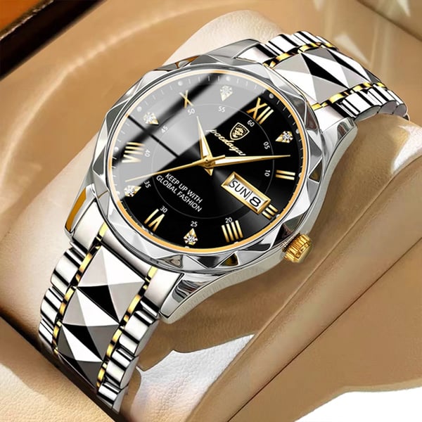 Waterproof Luxury Men’s Watch with Luminous Hands & Date