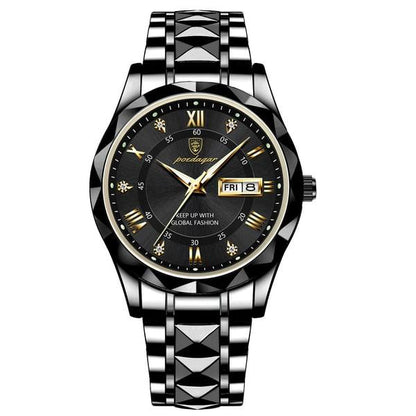 Waterproof Luxury Men’s Watch with Luminous Hands & Date