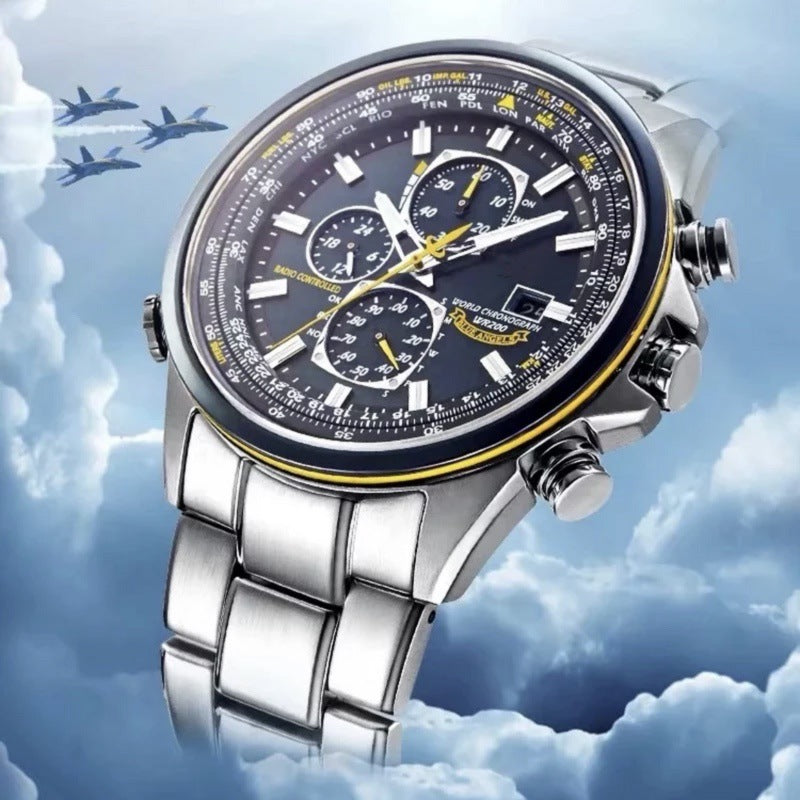 Weathermaster Watch AeroMaster – Stylish & Functional Pilot Watch with World Time & Radio ...