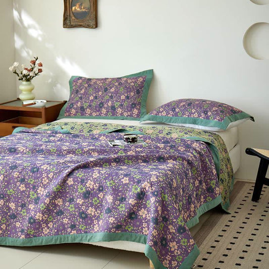 Reversible Quilted Throw Blanket – Rustic Style, 100% Cotton Comfort for Bedroom & Living Room