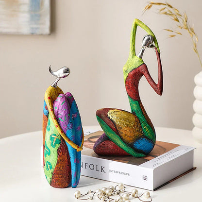 Modern Abstract Woman Sculptures – Handcrafted Colourful Resin Art for Home Decor