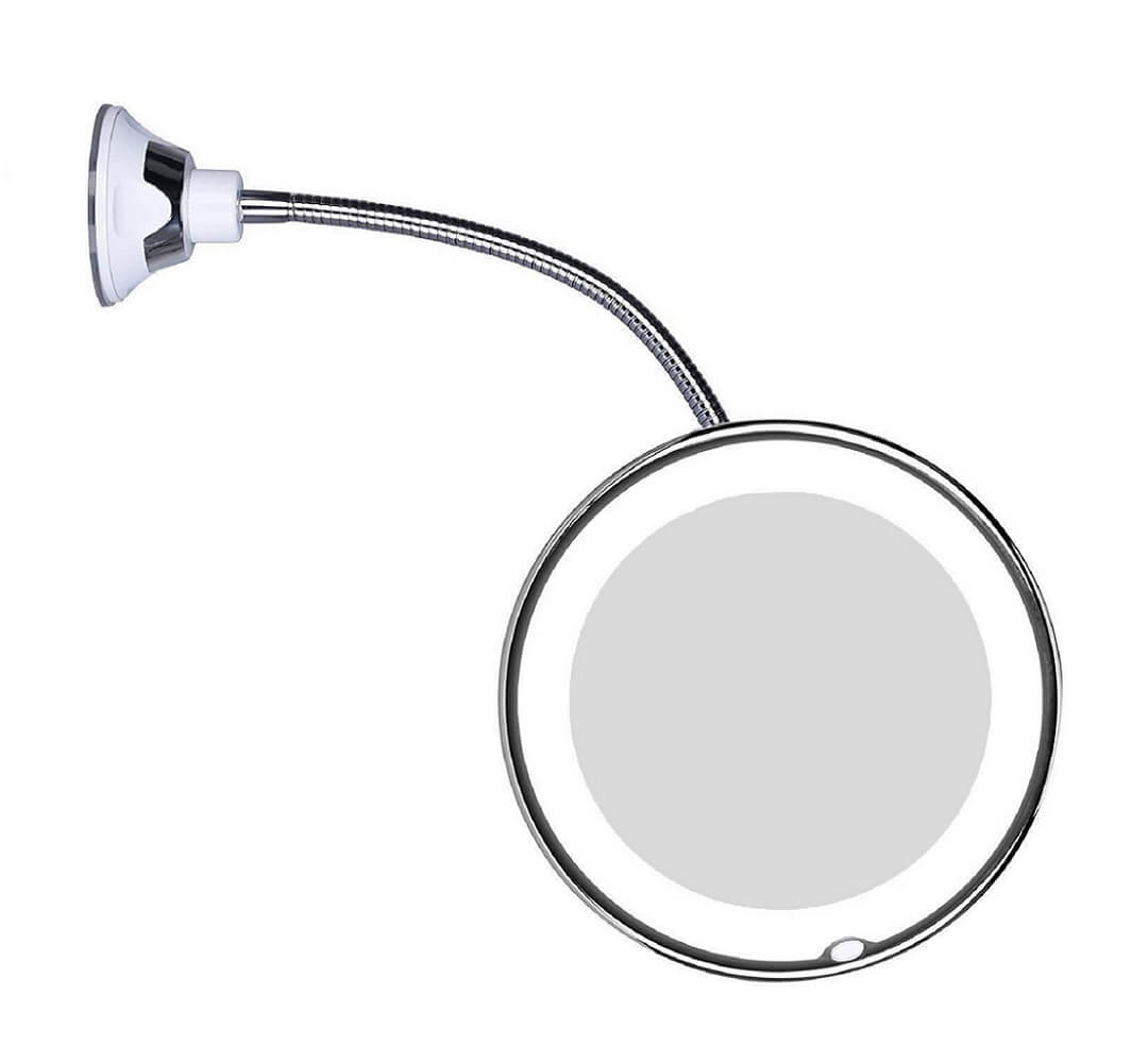 Claravue LED Magnifying Mirror with Flexible Gooseneck – 10x Zoom, Daylight LEDs & Suction Mount