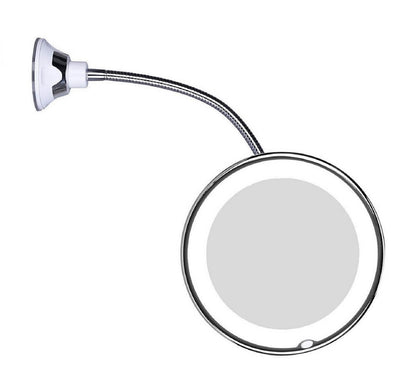 Claravue LED Magnifying Mirror with Flexible Gooseneck – 10x Zoom, Daylight LEDs & Suction Mount