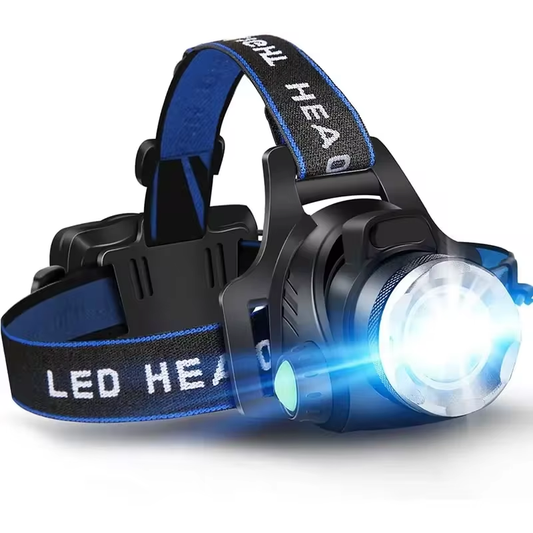 Powerful Waterproof LED Headlamp with Zoom & Rechargeable Battery – Outdoor Adventure Light