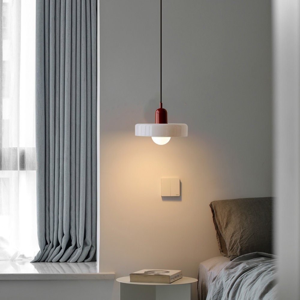 Coloured Glass Pendant Light – Elegant Bauhaus-Style Hanging Lamp for Living Room & Dining Area