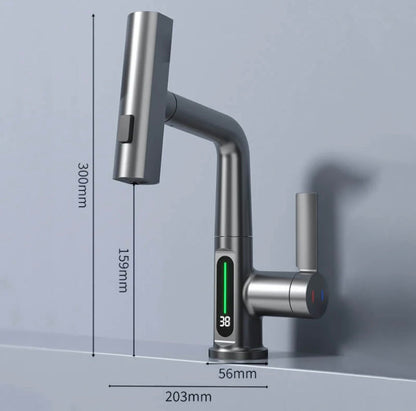 WaterMaster Flexible LED Kitchen & Bathroom Faucet – 360° Swivel, Pull-Out Hose & 5 Spray Modes