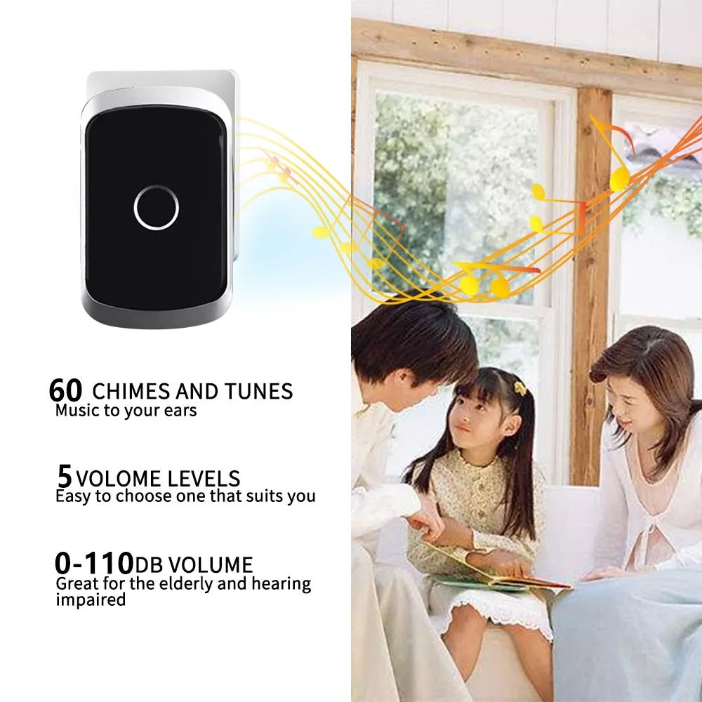 Wireless Waterproof Doorbell with LED Flash – Easy Installation, Adjustable Volume & 36 Chimes