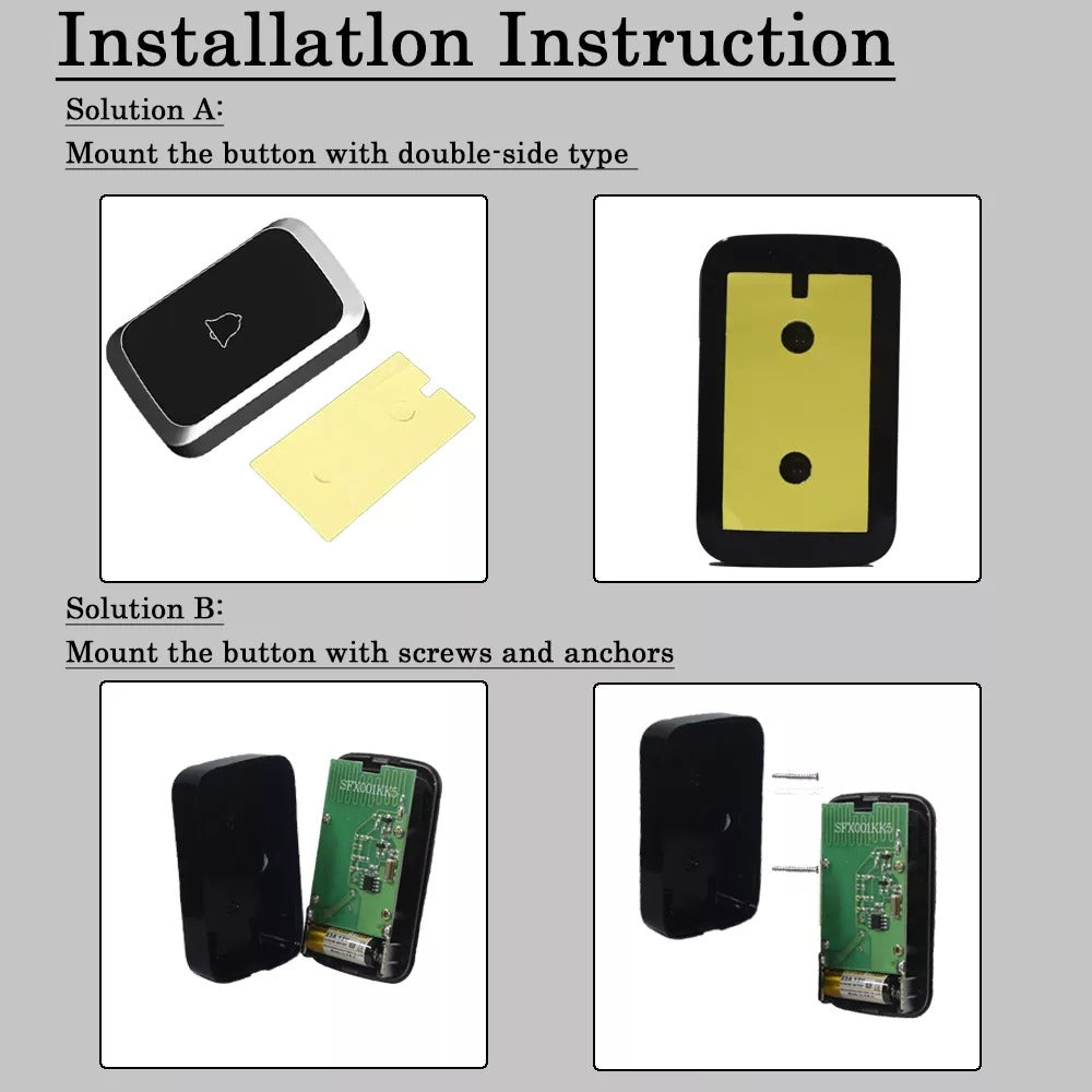 Wireless Waterproof Doorbell with LED Flash – Easy Installation, Adjustable Volume & 36 Chimes