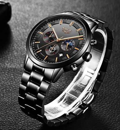 VanguardTime | Military Black Steel Watch – Sleek & Sophisticated