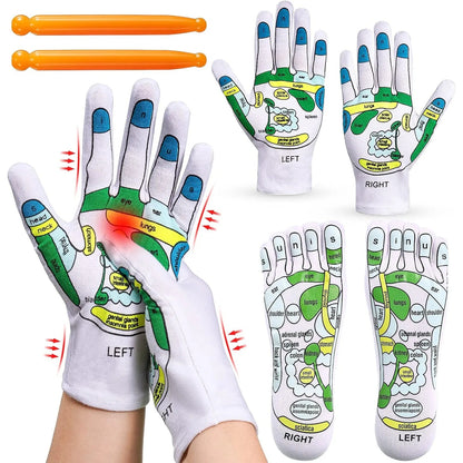 Reflexology Socks & Gloves Set with Acupressure Pen – Pain Relief & Relaxation