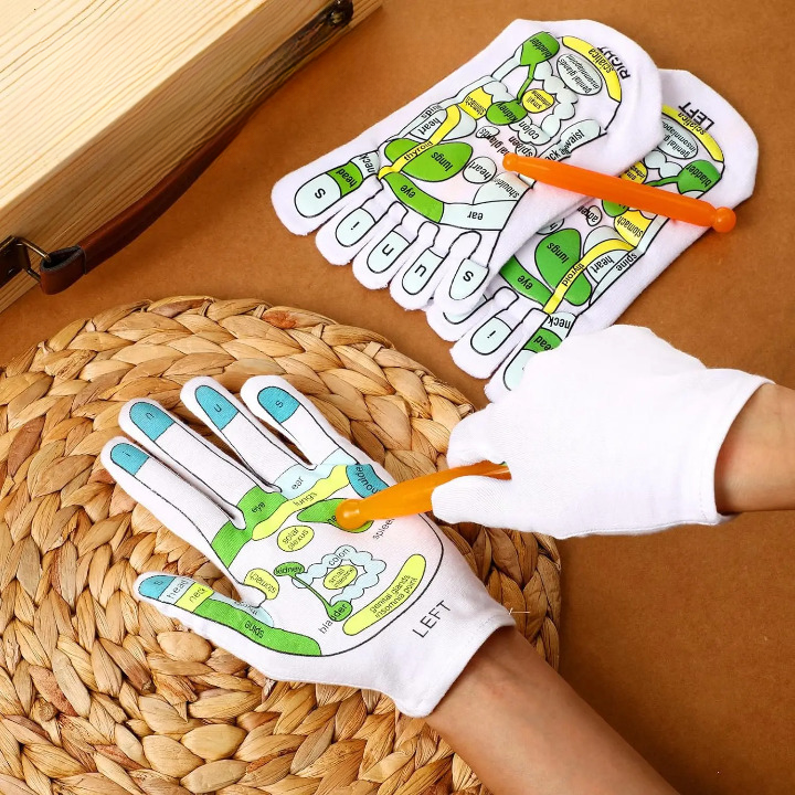 Reflexology Socks & Gloves Set with Acupressure Pen – Pain Relief & Relaxation