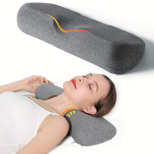 Memory Foam Bolster Stiff Neck Pain Relax, Support Sleeping Bed Pillow