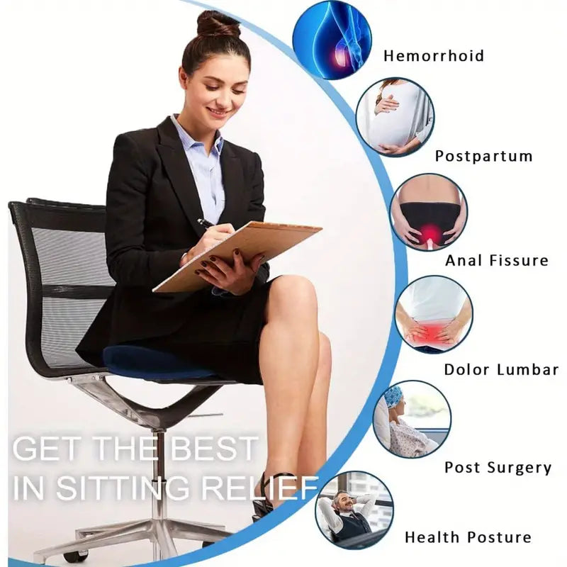 Ultimate Comfort Memory Foam Seat Cushion - Anti-Hemorrhoid Support for Office, Car, and Yoga