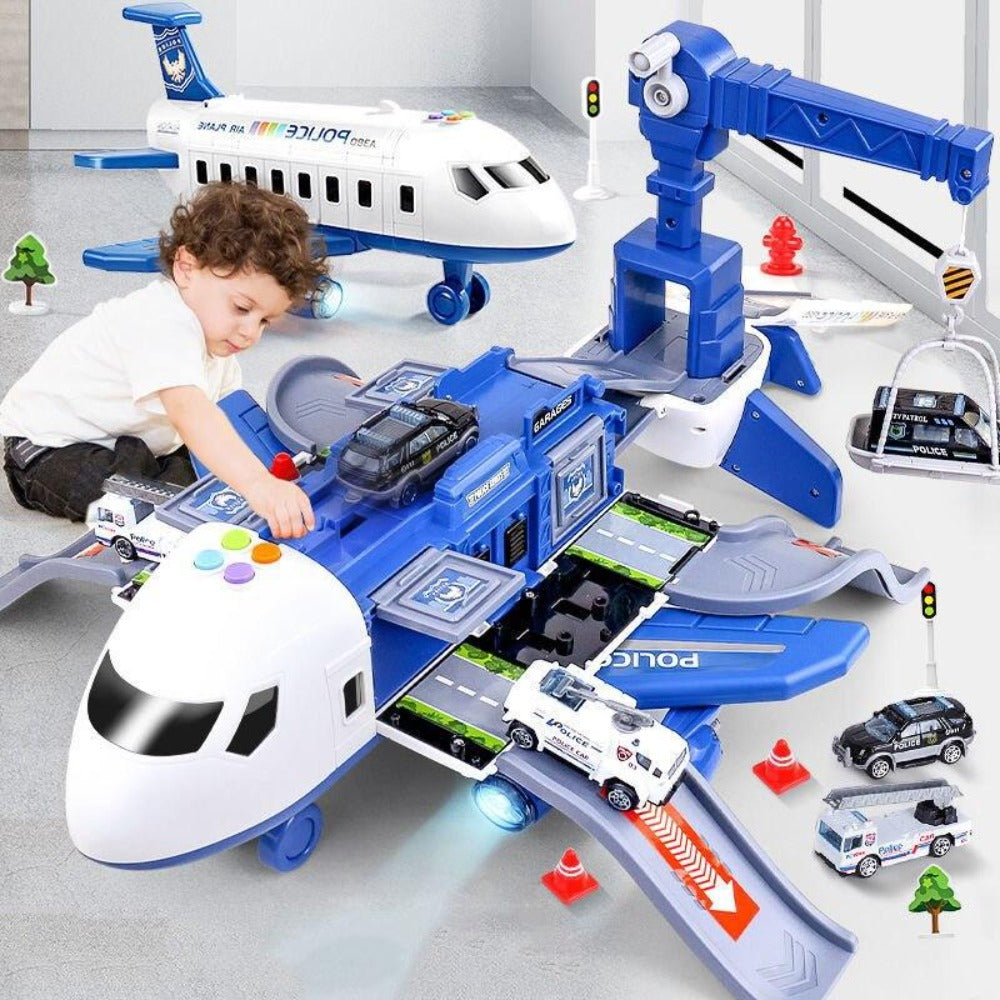 SkyExplorer Adventure Plane Playset – 20-Piece Toy Set with Construction Vehicles for Kids