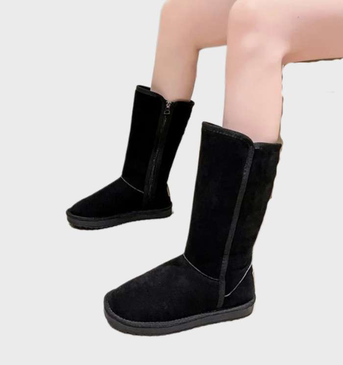 Nina | Warm & Waterproof Suede Sheepskin Boots with Side Zipper