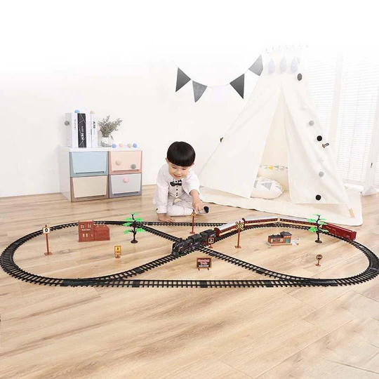 Deluxe 39-Piece HO Scale Model Train Set with Real Smoke, Lights & Oval Track
