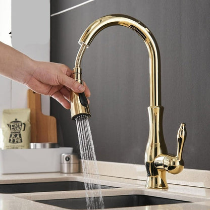 Modern Pull-Out Kitchen Mixer Tap – Stainless Steel 360° Swivel with Extendable Spray Head
