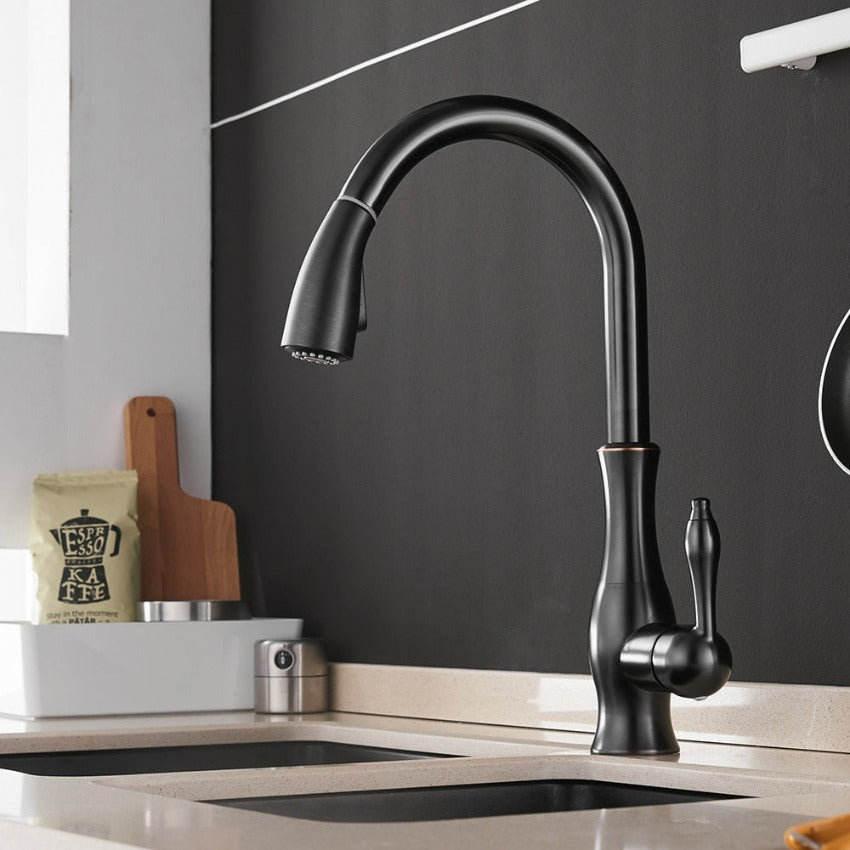 Modern Pull-Out Kitchen Mixer Tap – Stainless Steel 360° Swivel with Extendable Spray Head