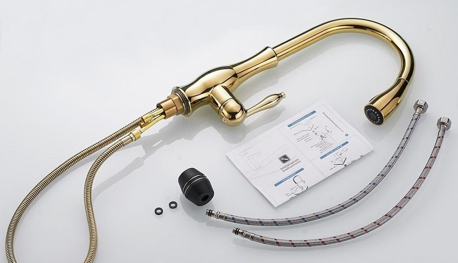 Modern Pull-Out Kitchen Mixer Tap – Stainless Steel 360° Swivel with Extendable Spray Head