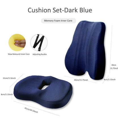 Ergonomic Memory Foam Seat & Back Cushion – Ultimate Comfort for Office Chairs