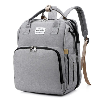 All-in-One Smart Mummy Nappy Bag with Foldable Baby Bed – USB Charging & Waterproof Design