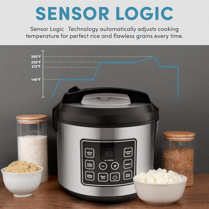 20-Cup Multifunctional Digital Rice Cooker – Stainless Steel with Sensor Logic Technology
