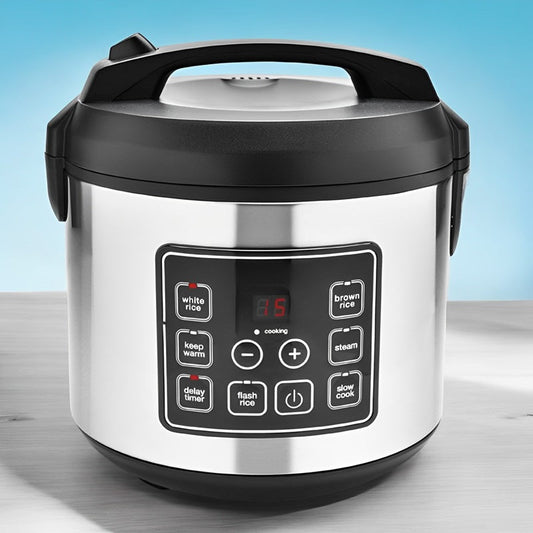 20-Cup Multifunctional Digital Rice Cooker – Stainless Steel with Sensor Logic Technology