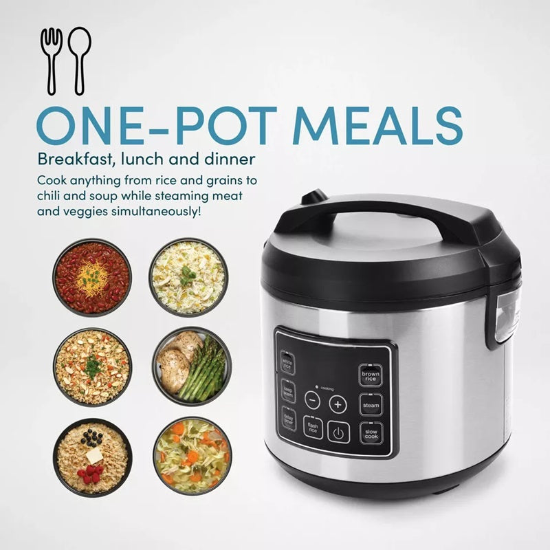 20-Cup Multifunctional Digital Rice Cooker – Stainless Steel with Sensor Logic Technology