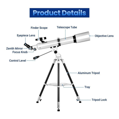 Professional 210X Telescope with Star Tracking App – Beginner-Friendly Astronomical Refractor