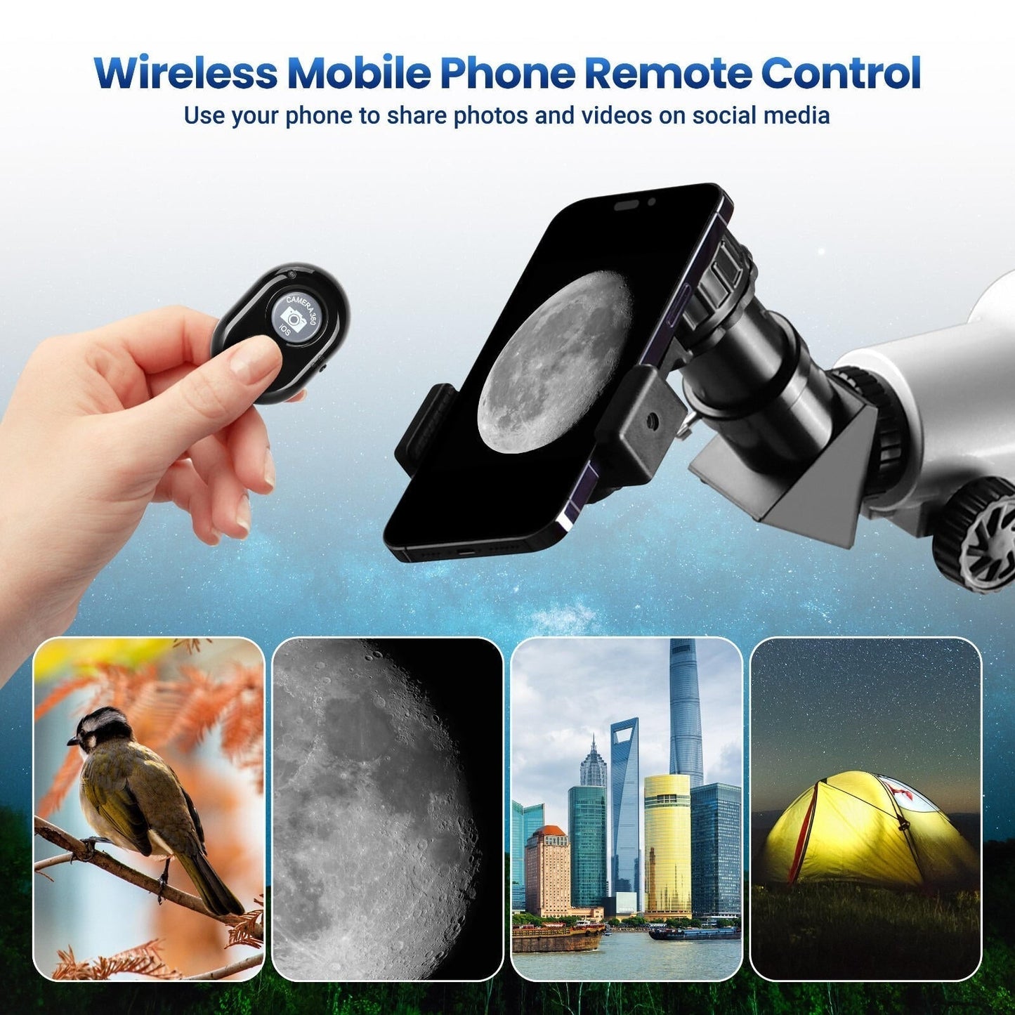 Professional 210X Telescope with Star Tracking App – Beginner-Friendly Astronomical Refractor