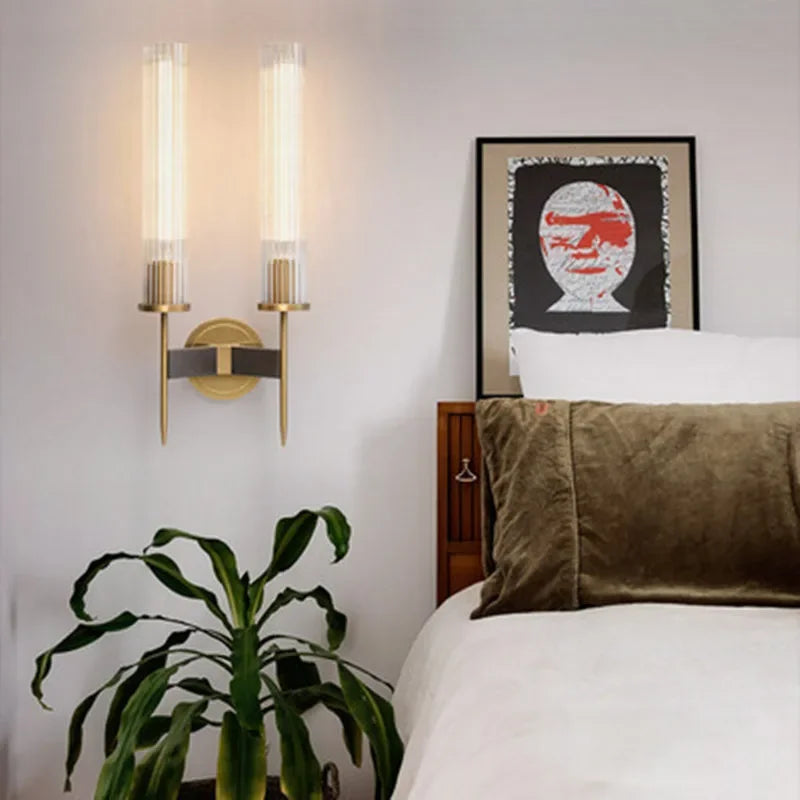 Möni | Modern Wall Lamp with Ribbed Glass and Brass Finish