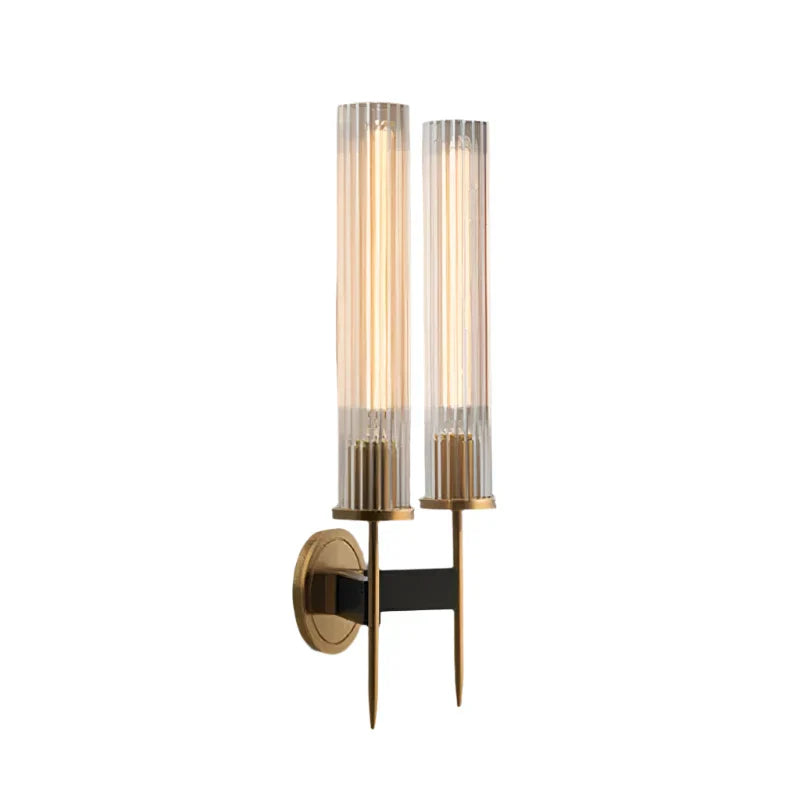 Möni | Modern Wall Lamp with Ribbed Glass and Brass Finish