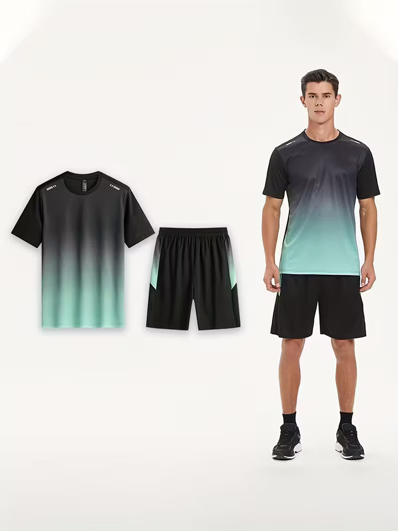 Men’s 2-Piece Activewear Set – Quick-Dry Gym Shirt & Shorts