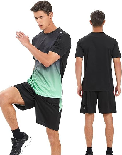 Men’s 2-Piece Activewear Set – Quick-Dry Gym Shirt & Shorts