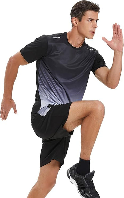 Men’s 2-Piece Activewear Set – Quick-Dry Gym Shirt & Shorts