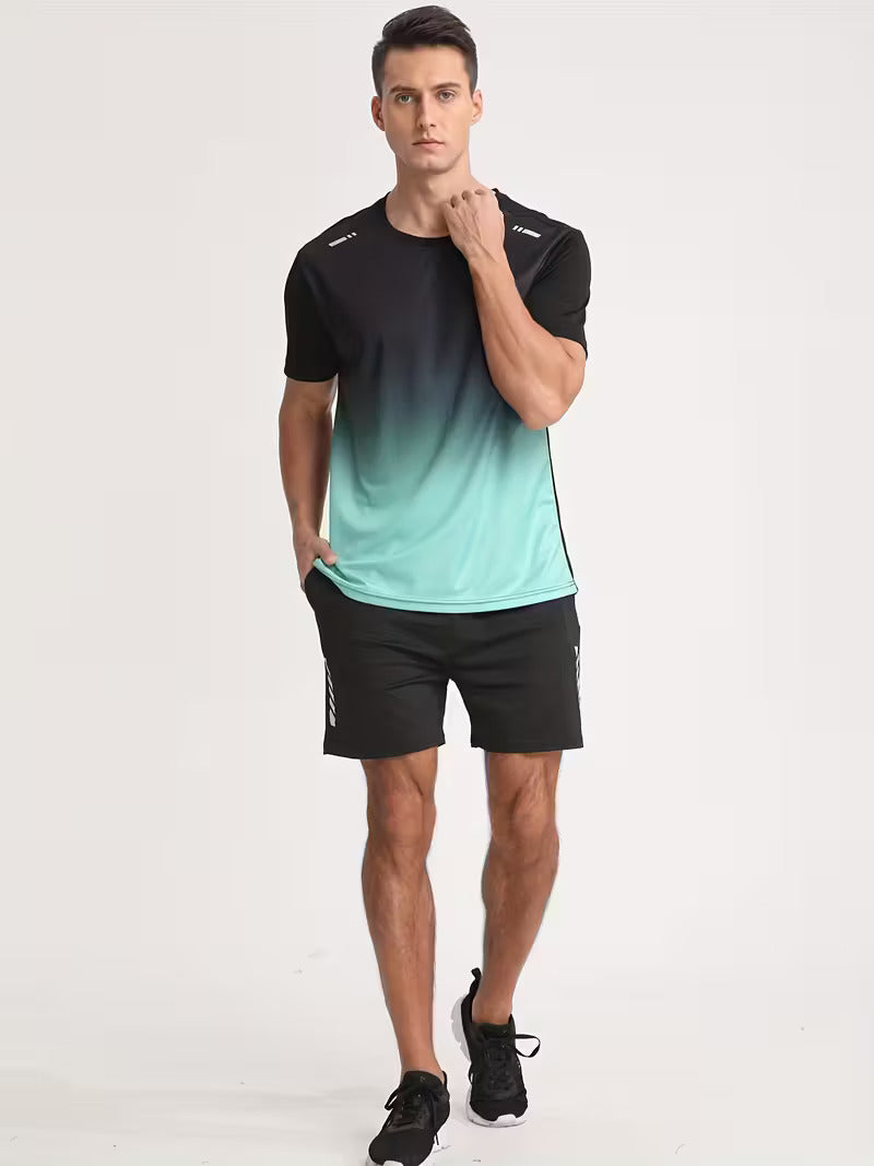 Men’s 2-Piece Activewear Set – Quick-Dry Gym Shirt & Shorts
