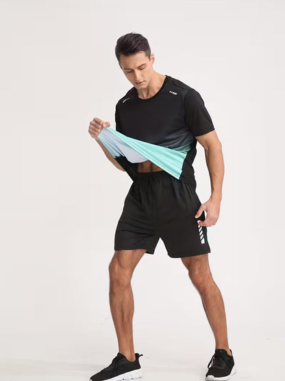 Men’s 2-Piece Activewear Set – Quick-Dry Gym Shirt & Shorts