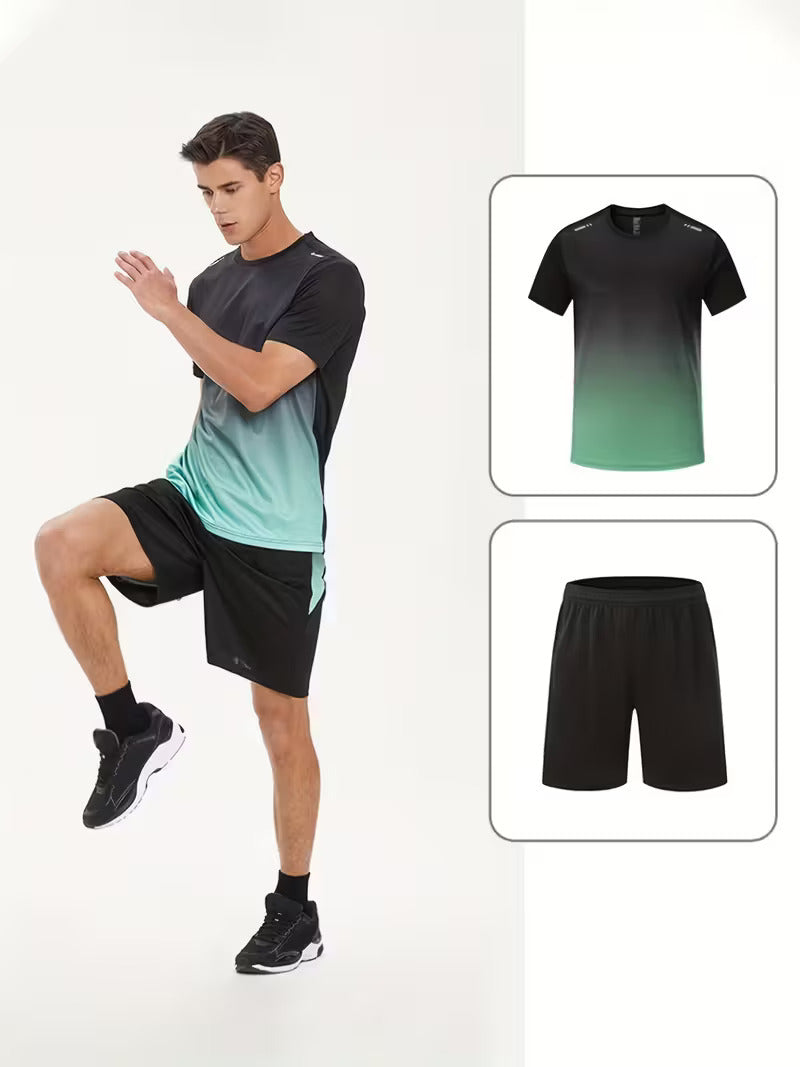 Men’s 2-Piece Activewear Set – Quick-Dry Gym Shirt & Shorts