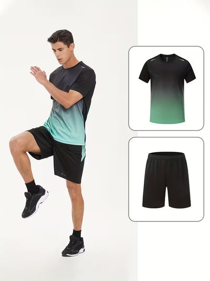 Men’s 2-Piece Activewear Set – Quick-Dry Gym Shirt & Shorts