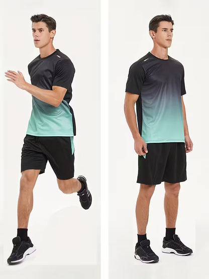 Men’s 2-Piece Activewear Set – Quick-Dry Gym Shirt & Shorts
