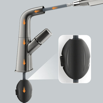 Modern Bathroom Basin Tap with Pull-Out Spray Head – 360° Swivel & Dual-Mode Water Flow