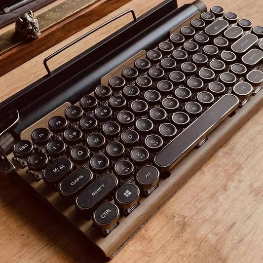 Vintage Typewriter Keyboard – Mechanical Wireless Retro Keyboard with Bluetooth & USB-C