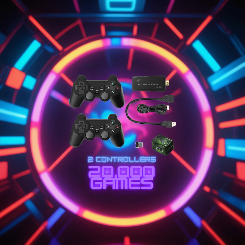 PixelDrive 64GB Retro Game Console with 2 Wireless Controllers – Over 20,000 Classic Games & 4K HDMI Output