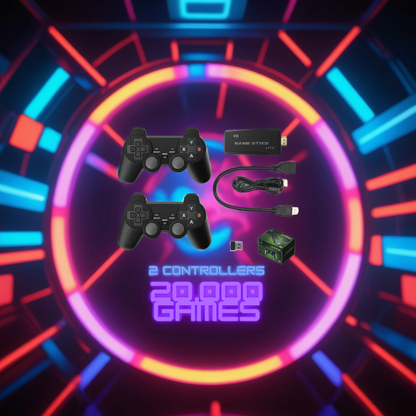 PixelDrive 64GB Retro Game Console with 2 Wireless Controllers – Over 20,000 Classic Games & 4K HDMI Output