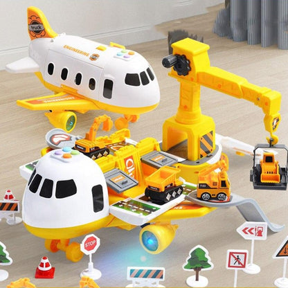 SkyExplorer Adventure Plane Playset – 20-Piece Toy Set with Construction Vehicles for Kids